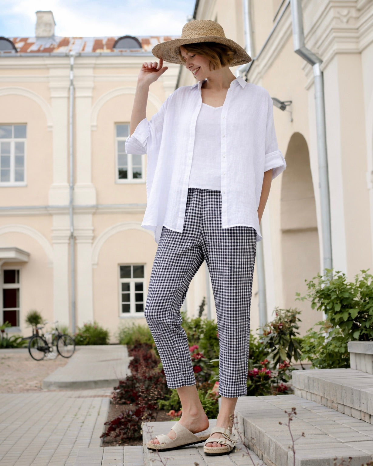 Leinenhose DOMME in Graublau