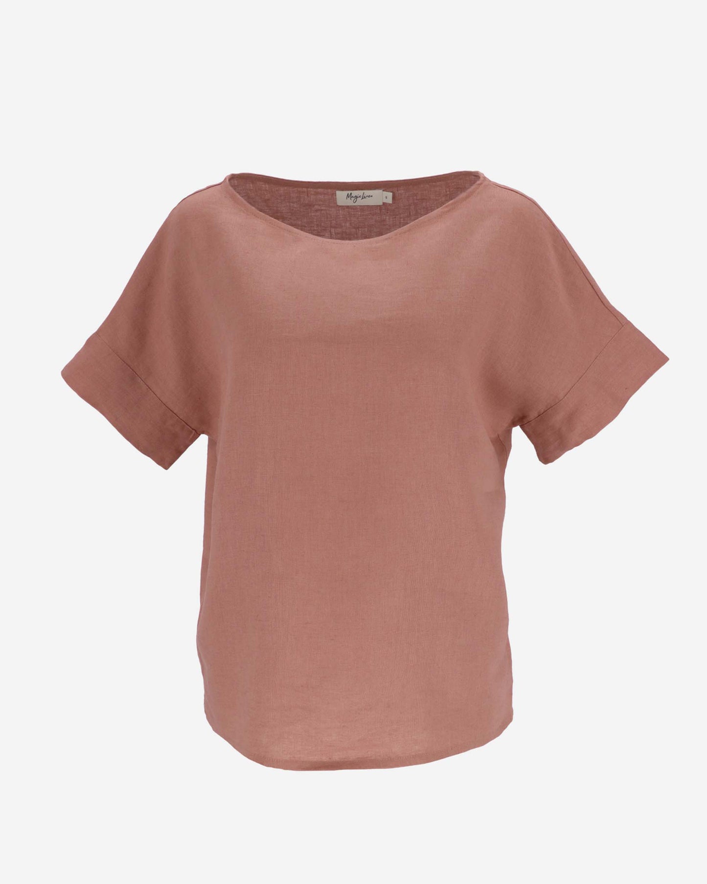 Short-sleeved linen top AMED in Clay pink - MagicLinen