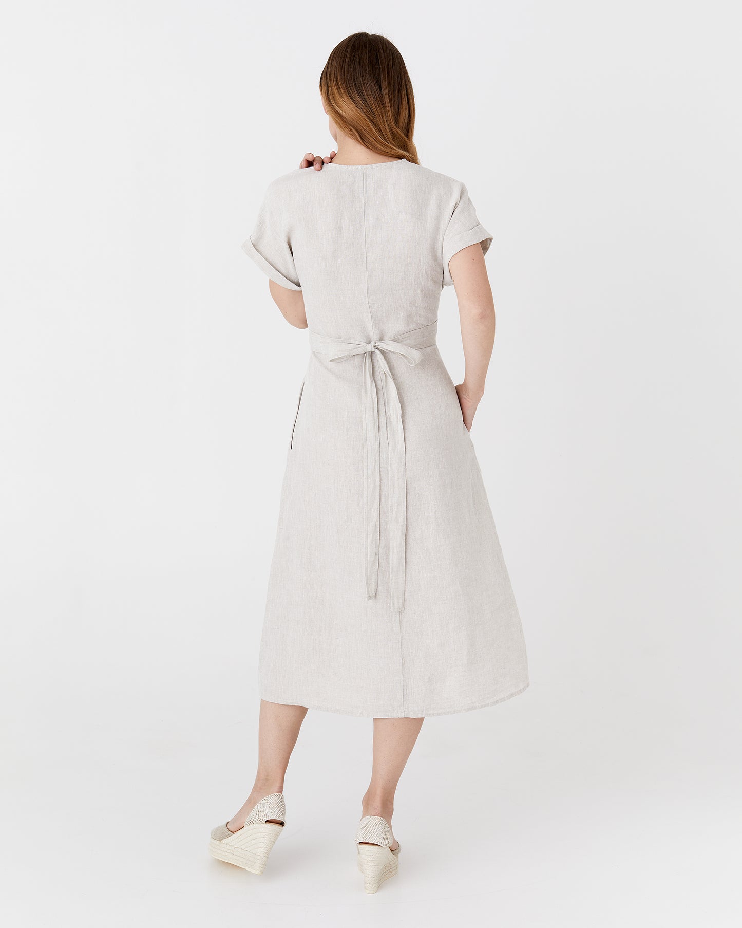 Midi linen dress BOHOL in Natural melange