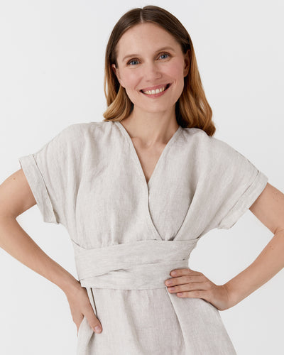 Midi linen dress BOHOL in Natural melange modelBoxOn
