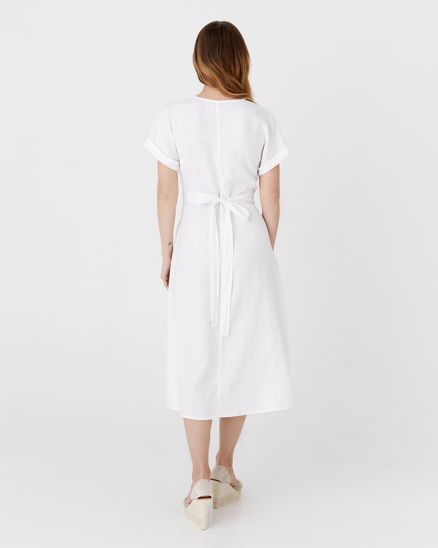 Midi linen dress BOHOL in White - MagicLinen