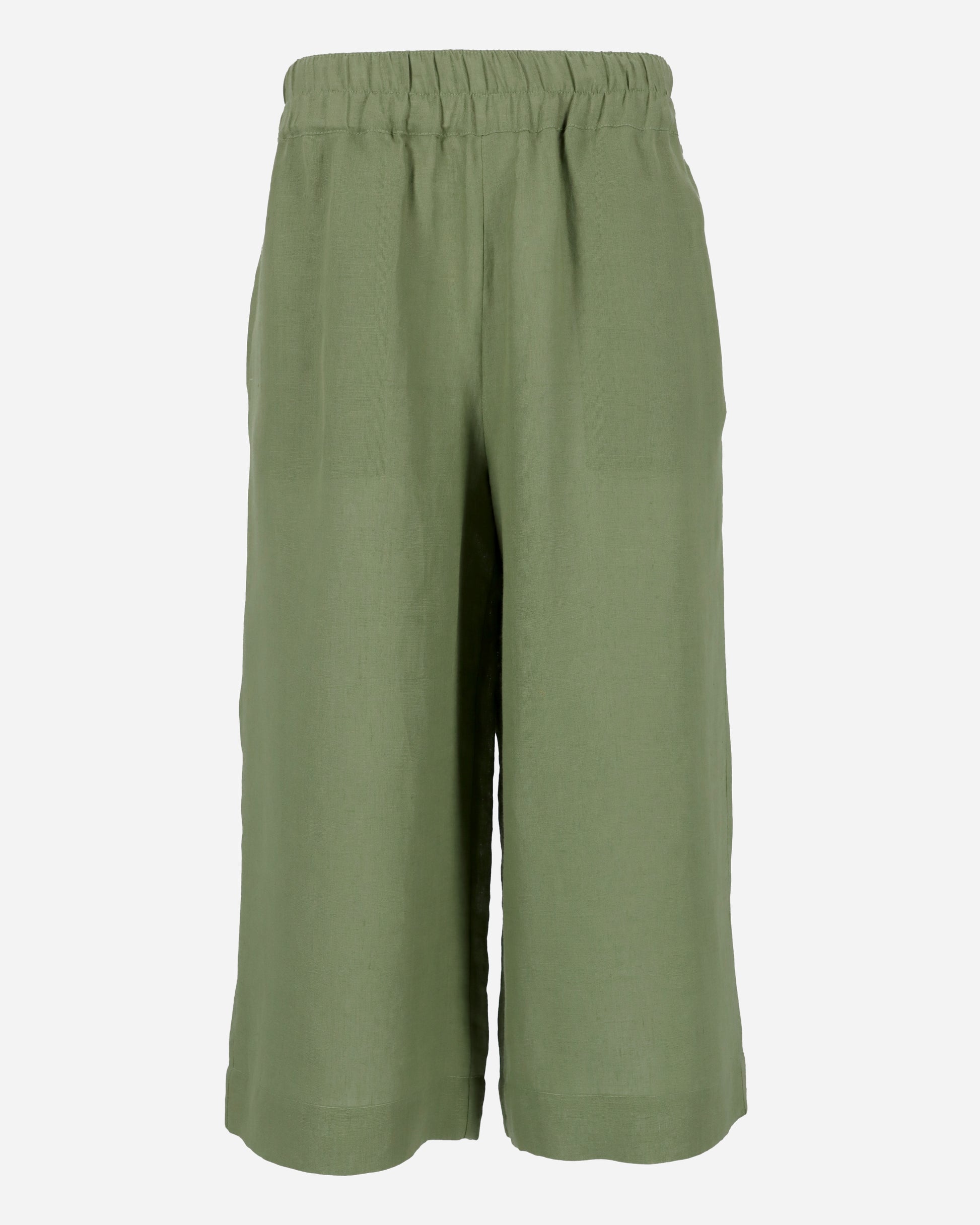 Wide leg linen culotte pants BRUNY in Forest green - MagicLinen
