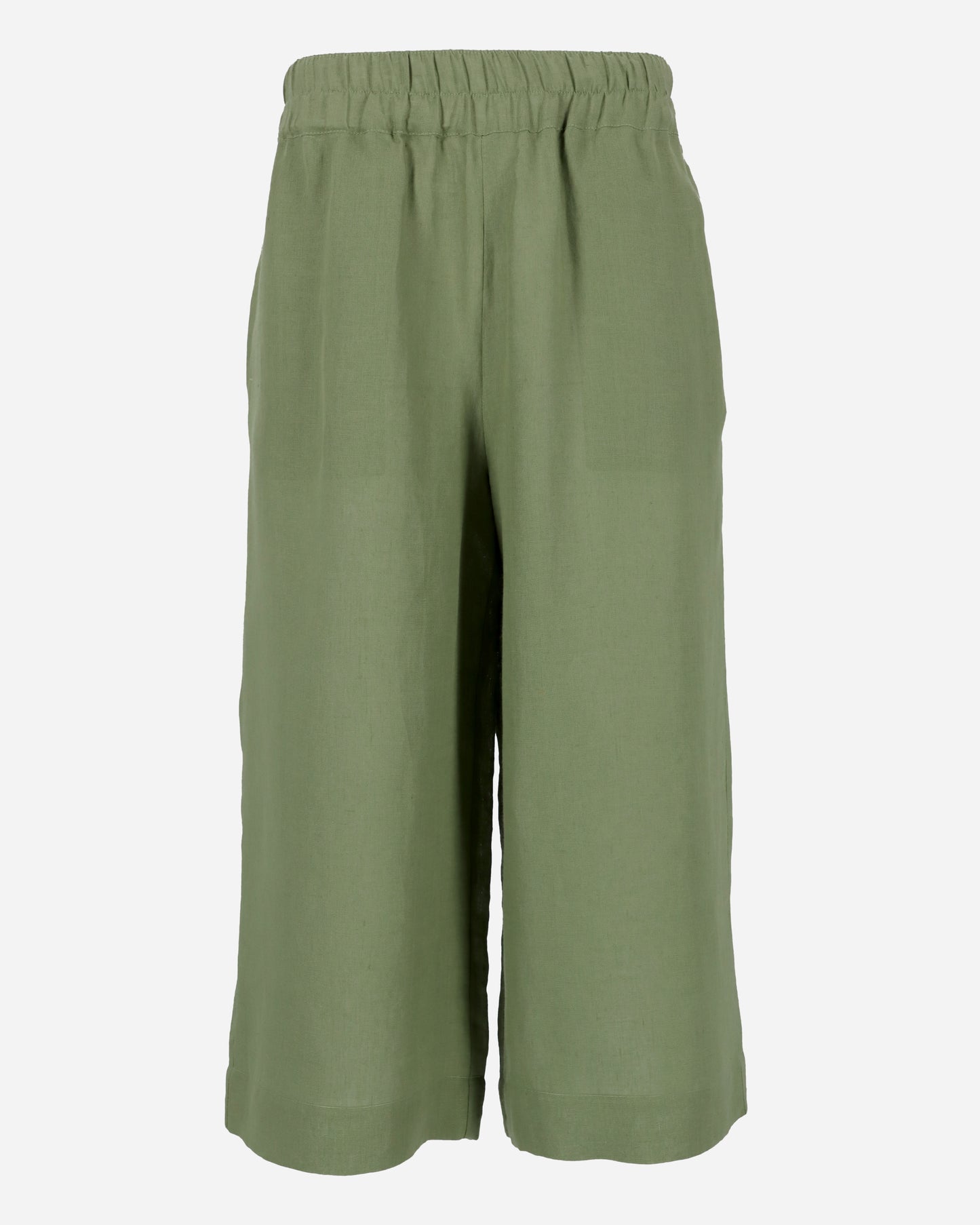 Wide leg linen culotte pants BRUNY in Forest green - MagicLinen