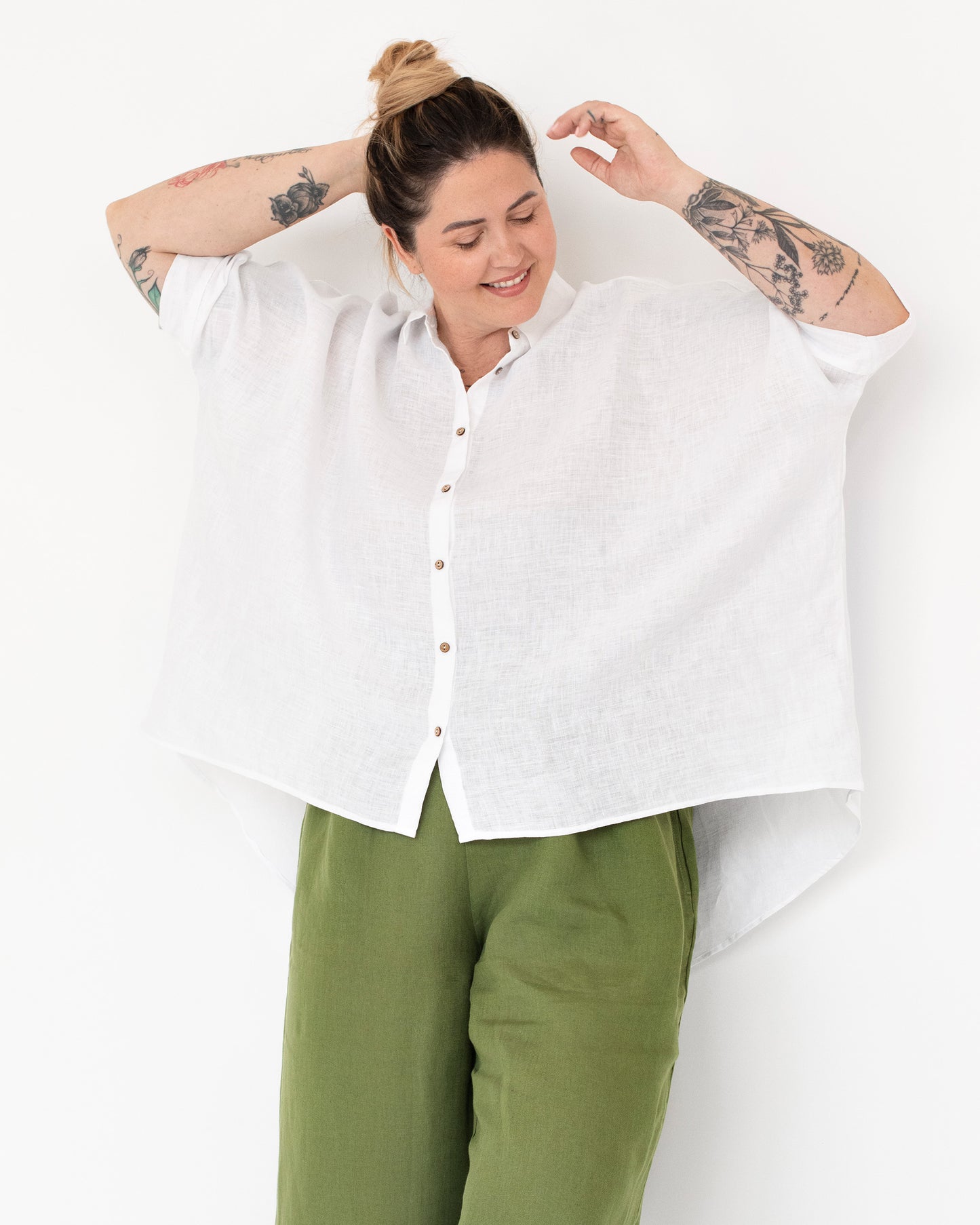 Lightweight linen shirt HANA in white - MagicLinen