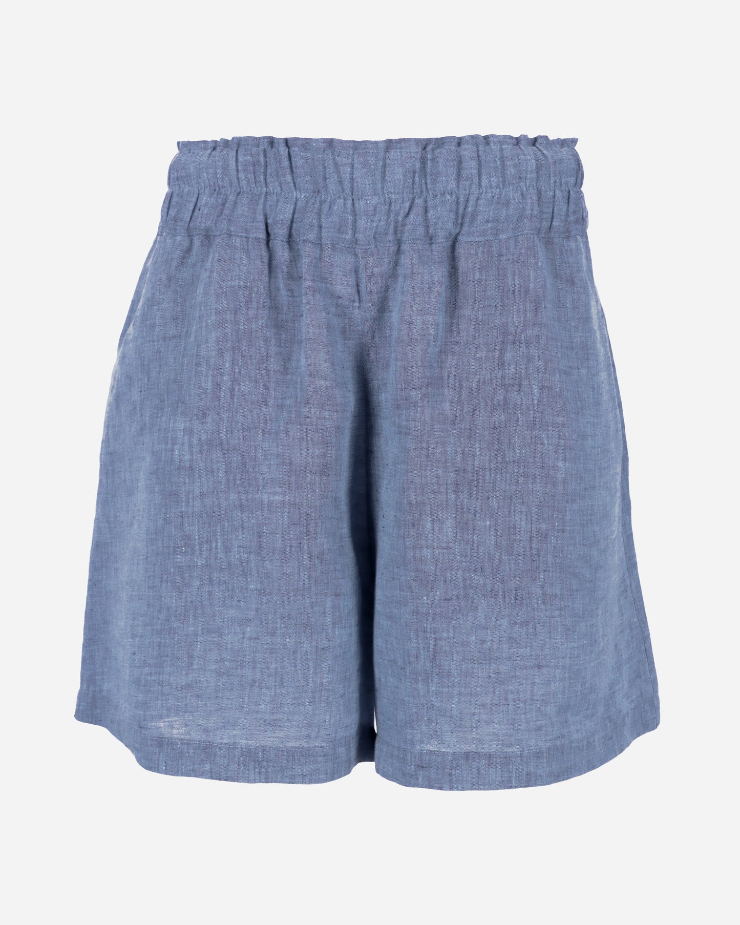 High waisted linen shorts CUENCA in Denim chambray - MagicLinen