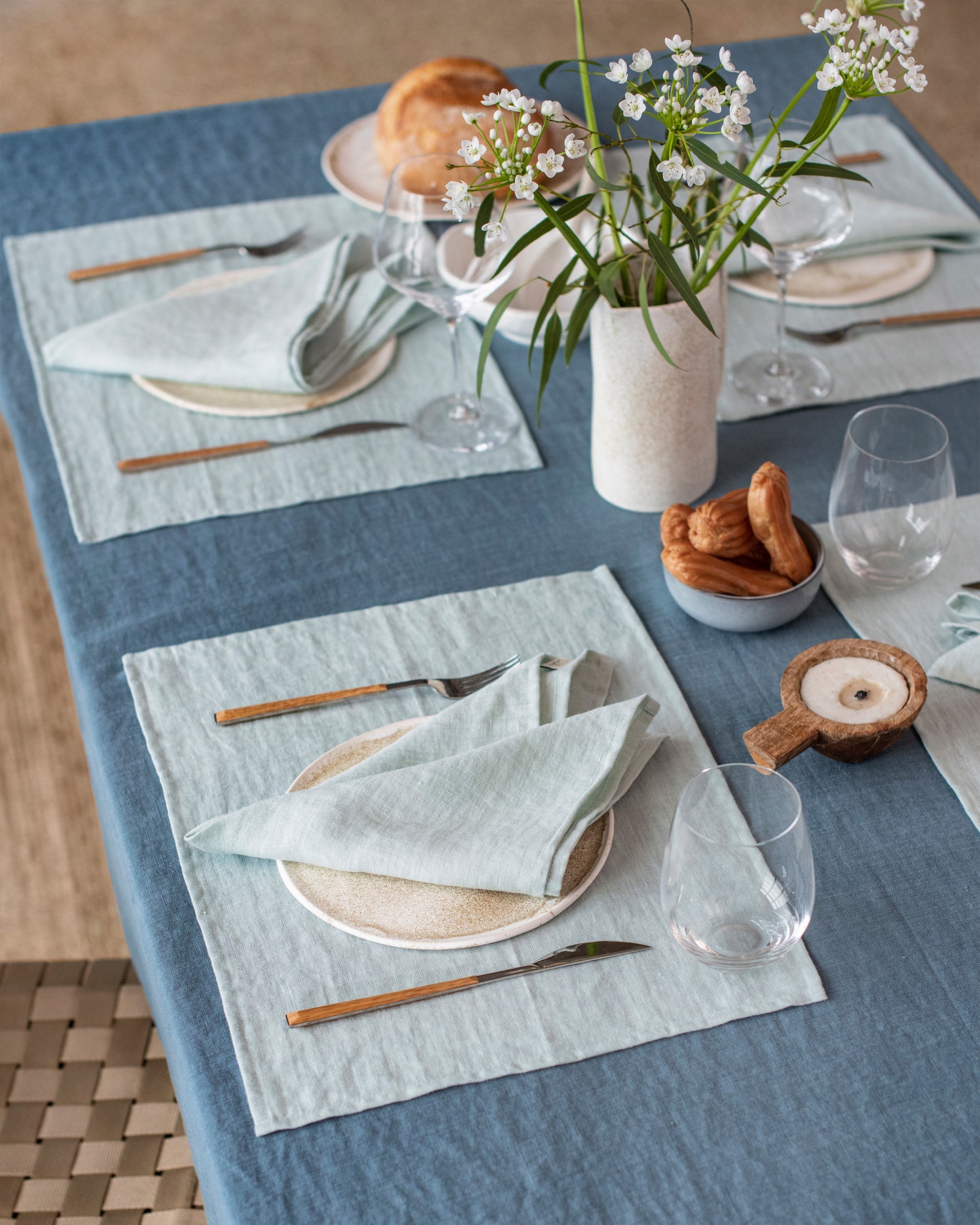 Dusty blue linen napkin set of 2 - MagicLinen