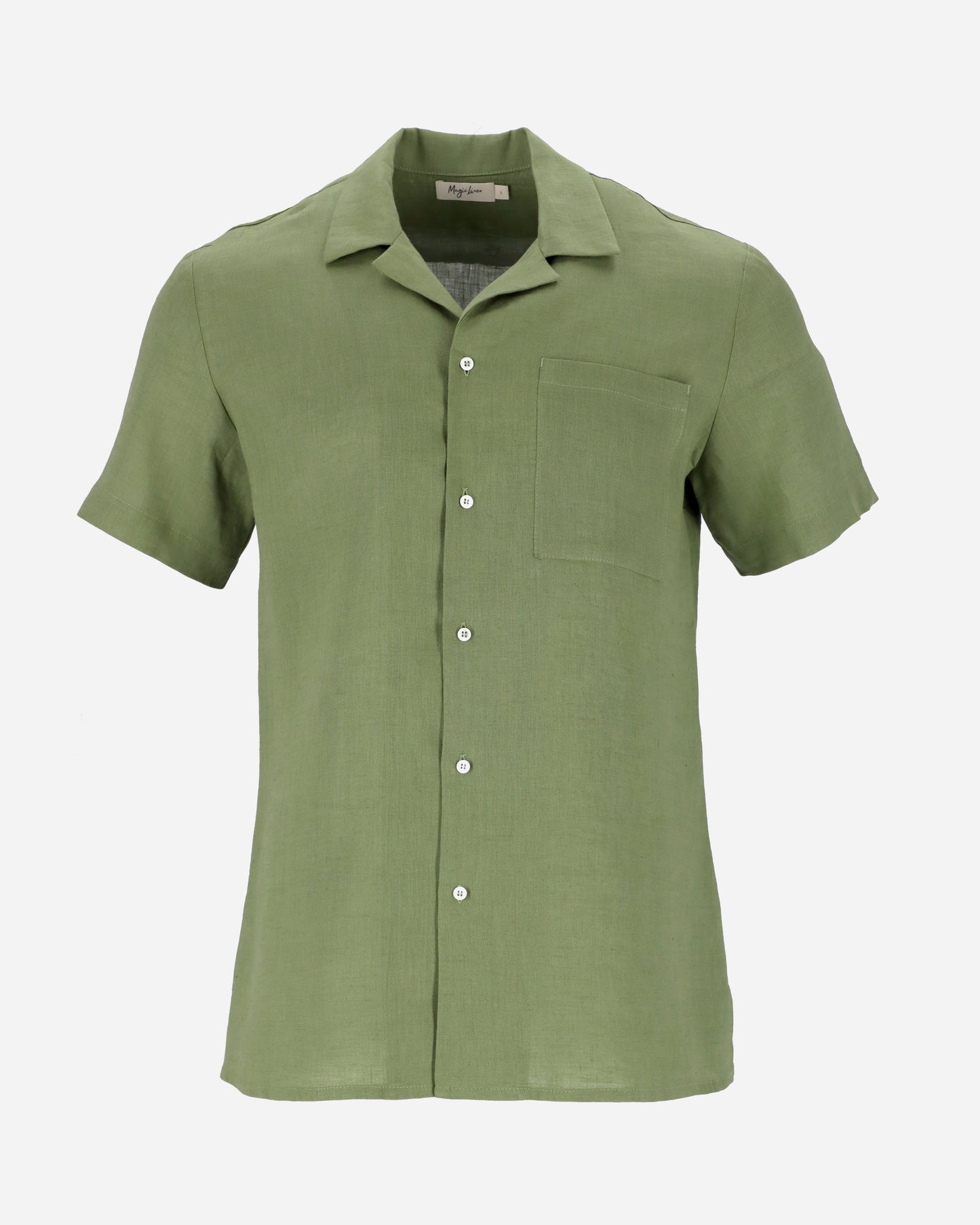 Short-sleeved breezy men's linen shirt HAWI in Forest green - MagicLinen