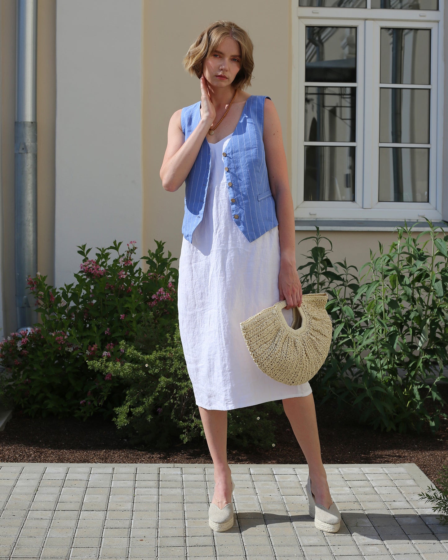 Basic linen dress OIA in White - MagicLinen