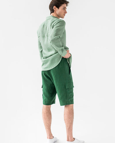 Men's linen cargo shorts LUGANO in green