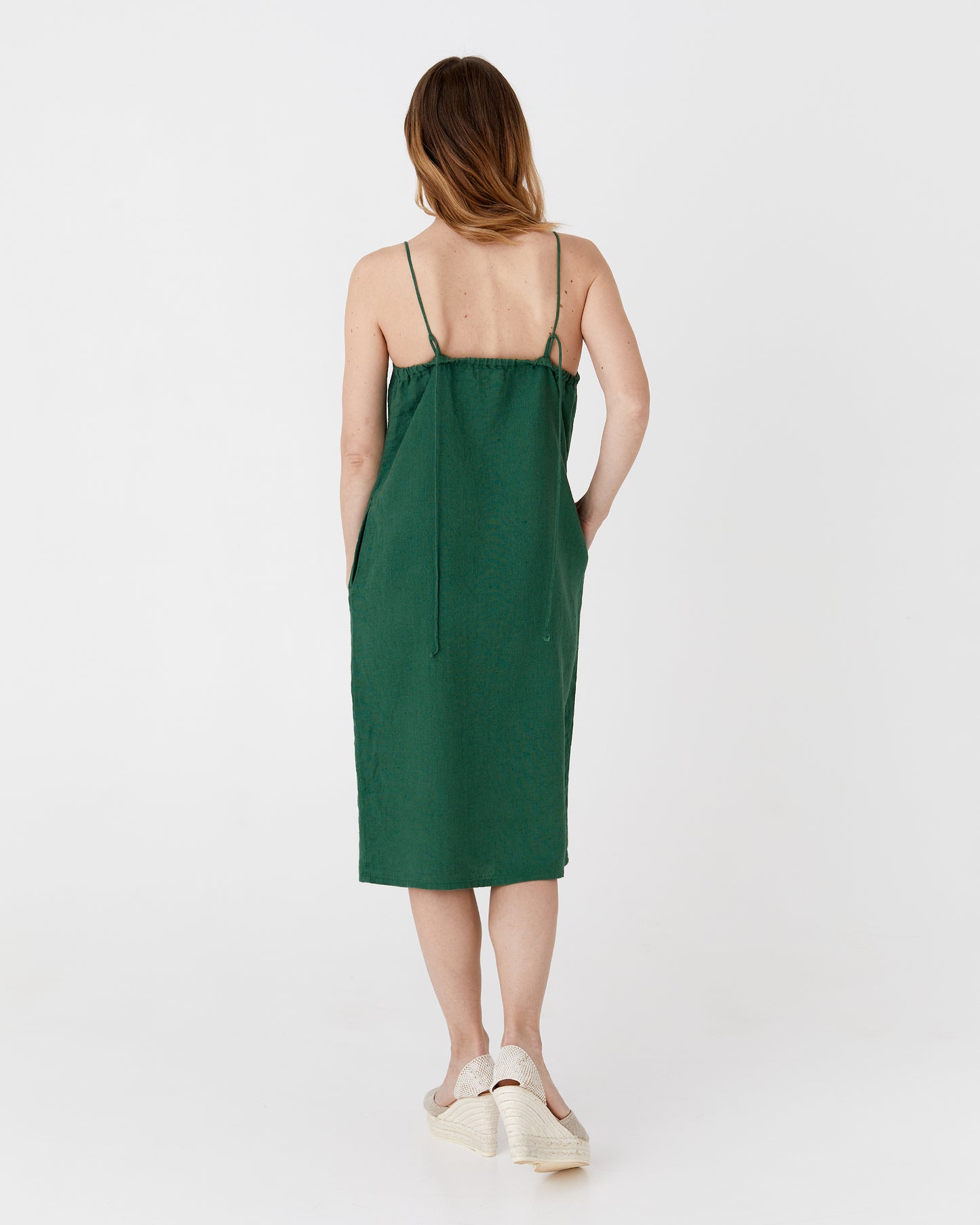 Slip linen dress MARFA in Green - MagicLinen