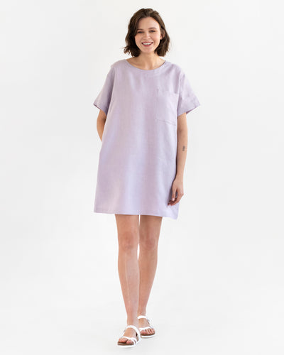 T-shirt linen dress MIJAS in Lilac