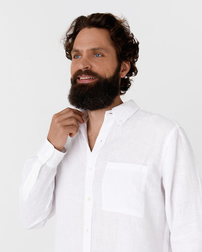 Men's linen shirt PERUGIA in White - MagicLinen modelBoxOn