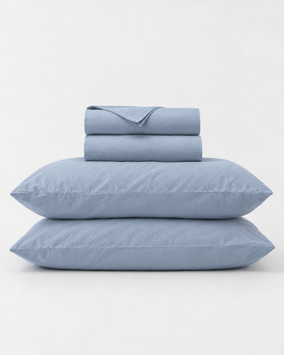 Percale sheet set in Powder Blue (4 pcs)