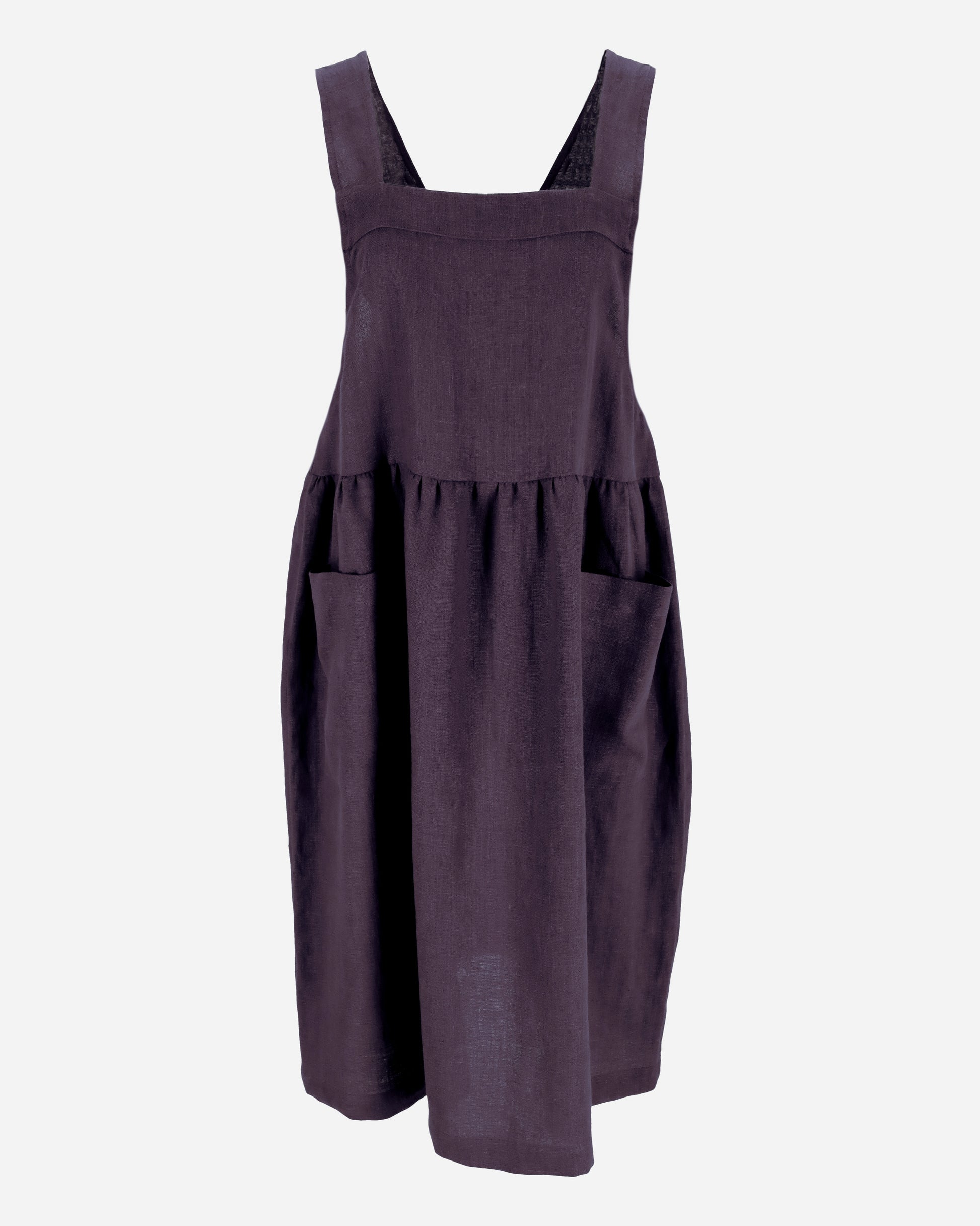 Pinafore linen dress ROATAN in Dark purple - MagicLinen