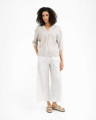 MagicLinen Natural Lines Linen Culotte Pants VIENNA, 100% European flax linen 160 gsm plain weave modelBoxOn
