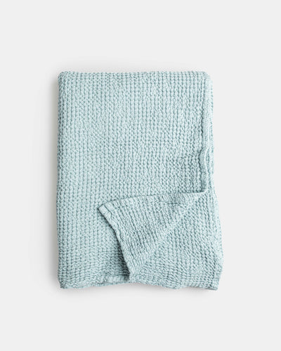 Dusty Blue Waffle Throw Blanket | MagicLinen