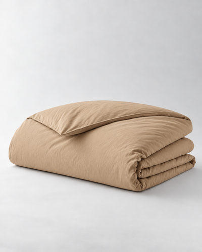 Percale duvet cover in Toffee Beige