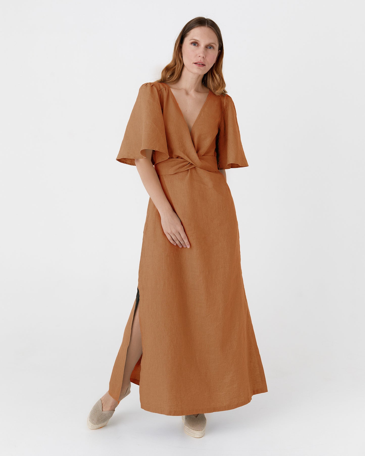 LAST CHANCE: Maxi linen dress AGRA in Cinnamon