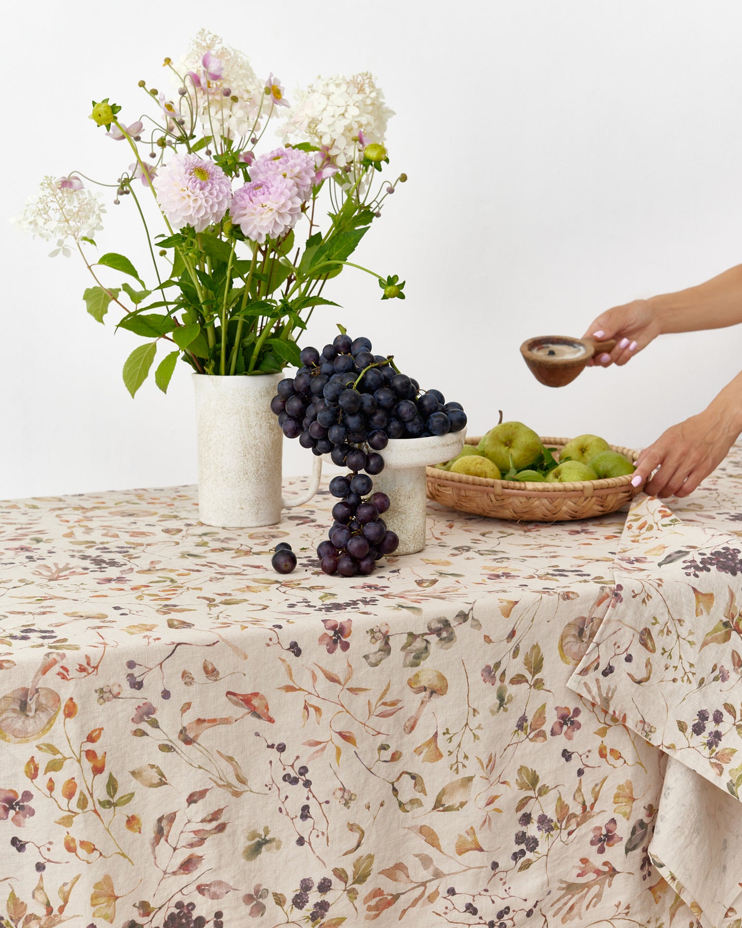 Autumn forest print linen tablecloth