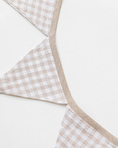 Linen bunting in Natural Gingham - MagicLinen