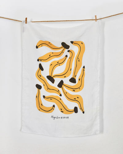 Linen tea towel in Banana print | MagicLinen