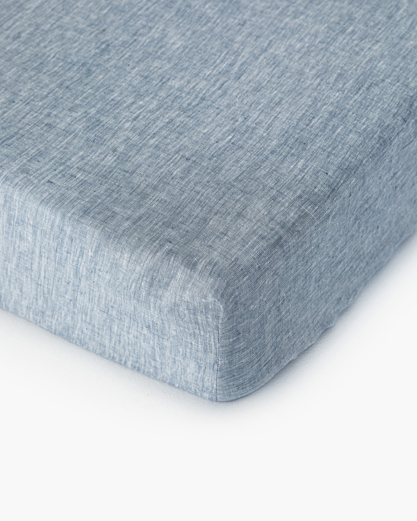 Blue melange linen fitted sheet - MagicLinen