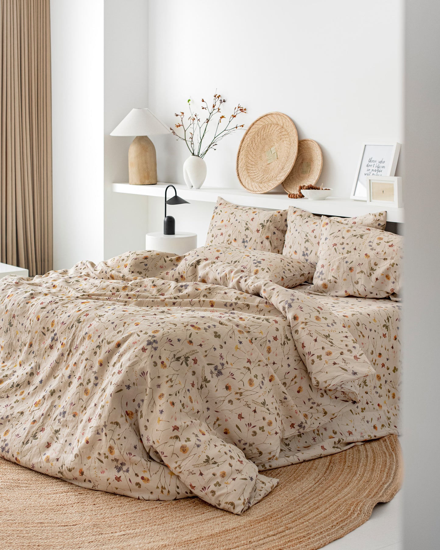 MagicLinen Botanical Print linen duvet cover, OEKO-TEX® certified non-toxic print