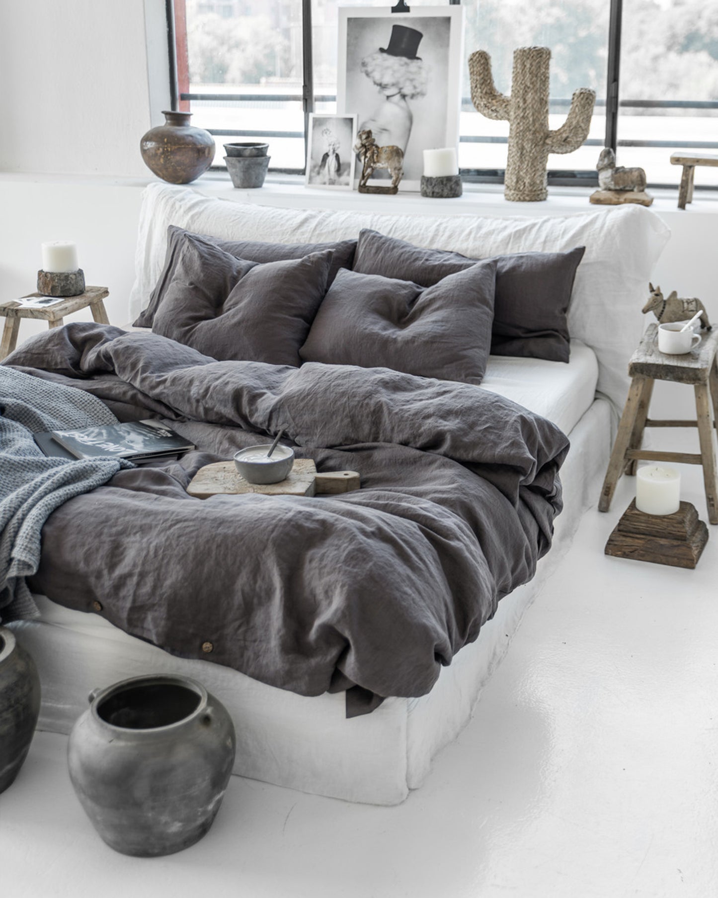 Charcoal gray linen duvet cover set (3 pcs) - MagicLinen