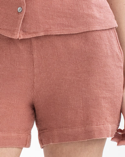 Waffle shorts CHINON in Burnt sienna - MagicLinen