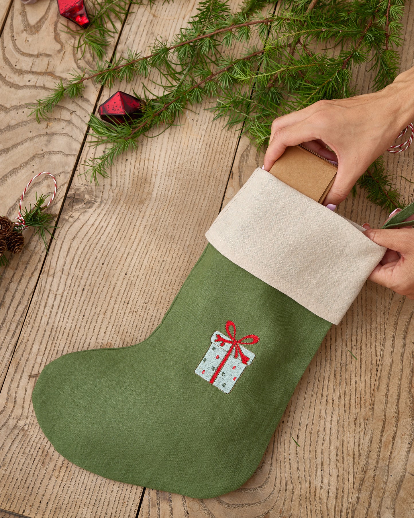 Christmas Stocking in Embroidered Gift | MagicLinen