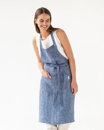 Bib Linen Apron in Denim | MagicLinen