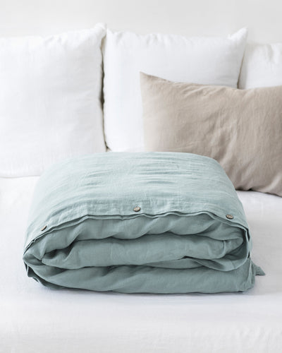 Dusty blue linen duvet cover - MagicLinen