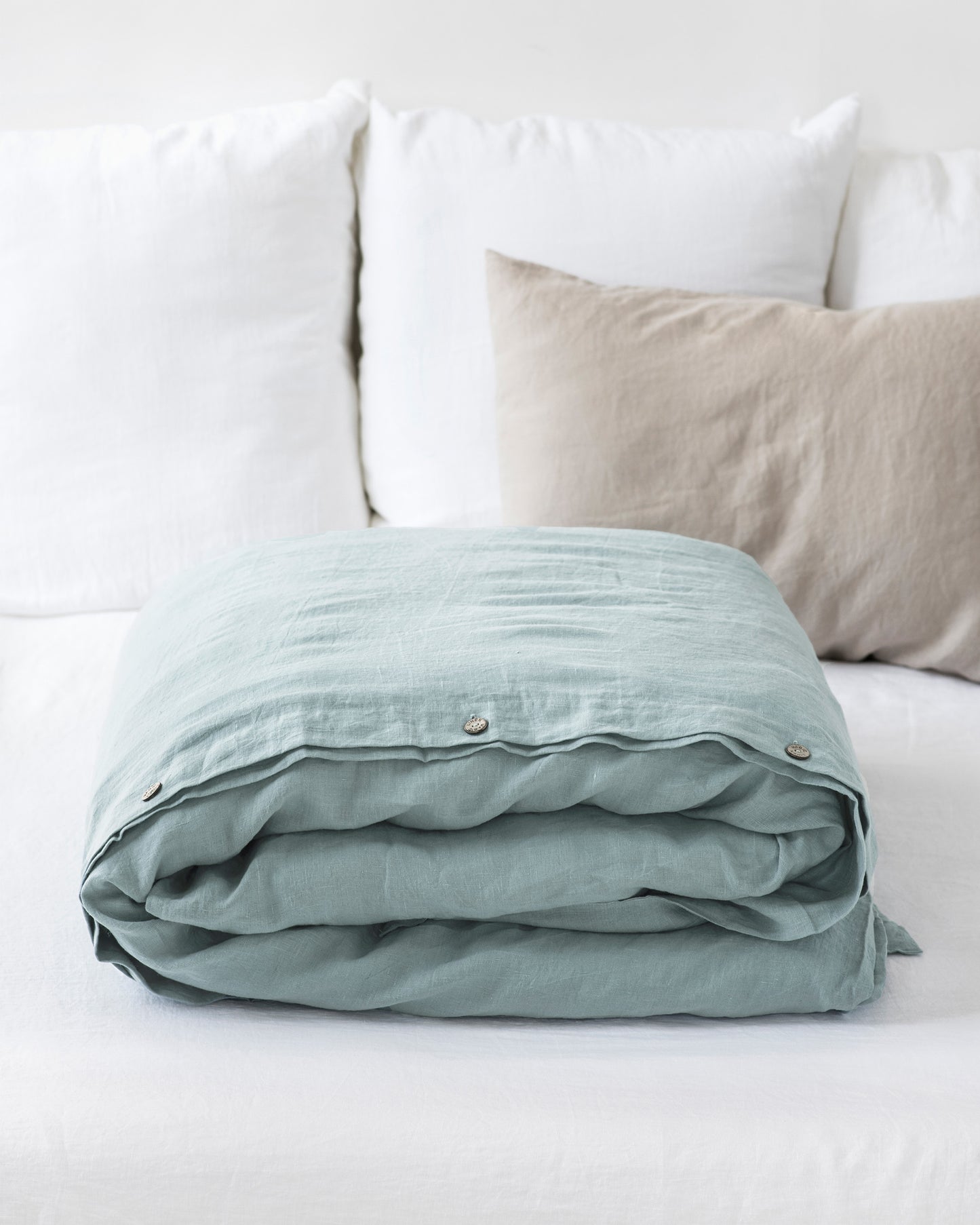 Dusty blue linen duvet cover - MagicLinen