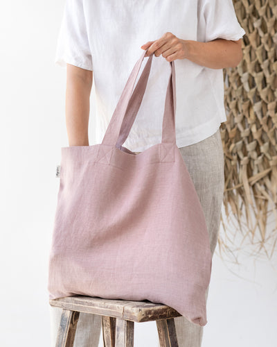 Large linen bag in Woodrose - MagicLinen