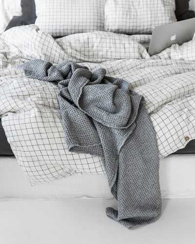 Light Gray Waffle Throw Blanket | MagicLinen