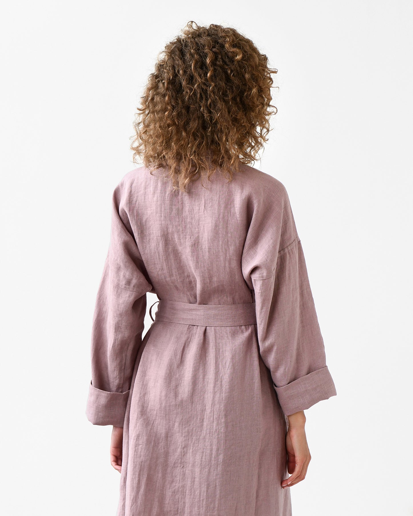 Linen robe in Woodrose - MagicLinen