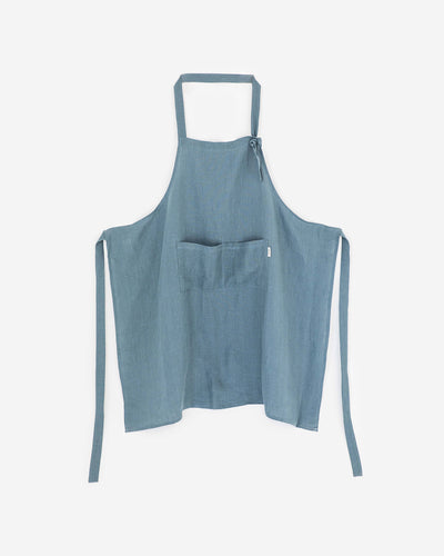 Men's linen bib apron in Gray blue - MagicLinen