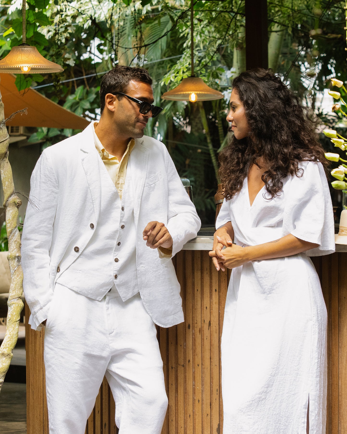 Heavyweight linen blazer SALVADOR in White - MagicLinen