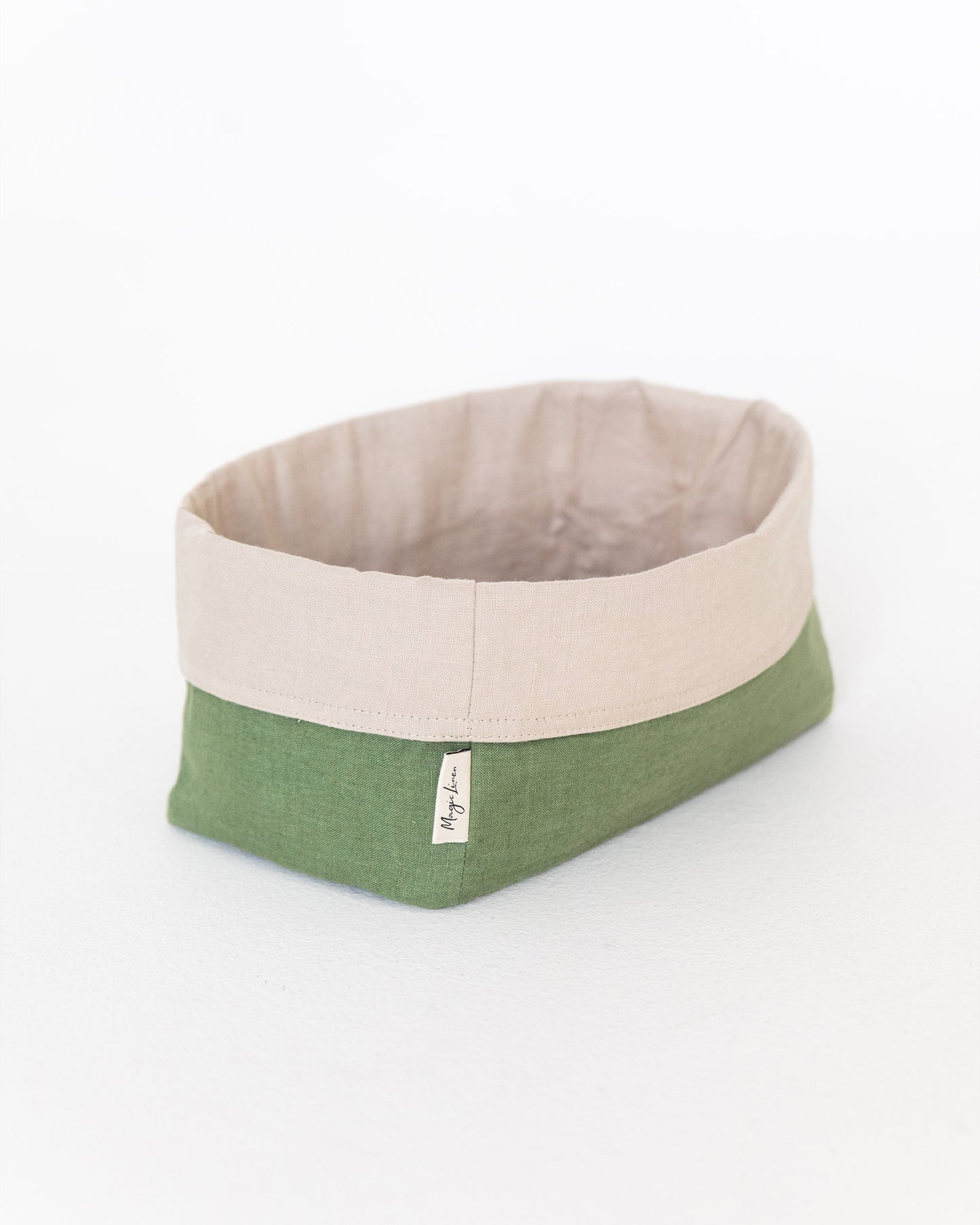 Linen bread basket in Forest green | MagicLinen