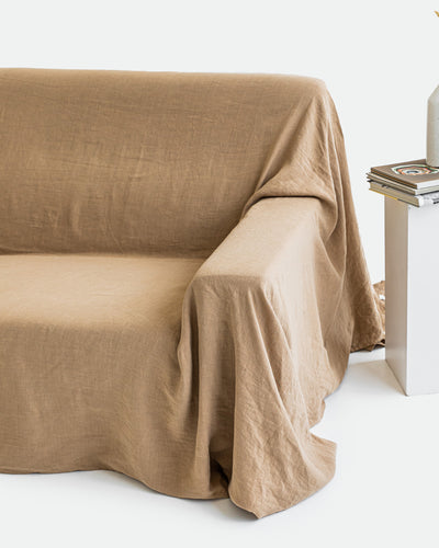 Linen couch cover in Latte - MagicLinen
