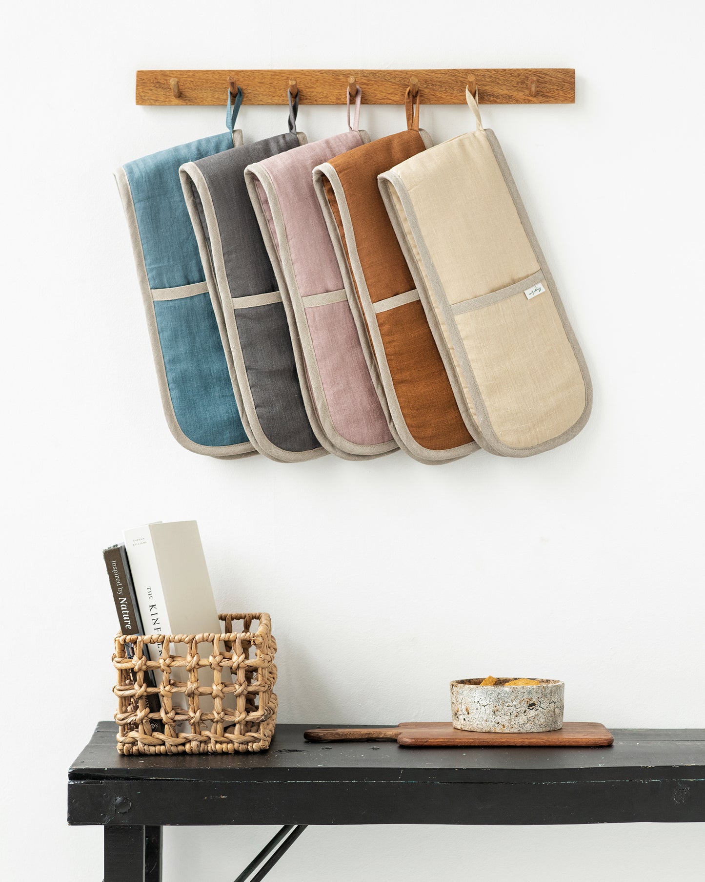 Double oven mitt (1 pcs) in Gray blue - MagicLinen