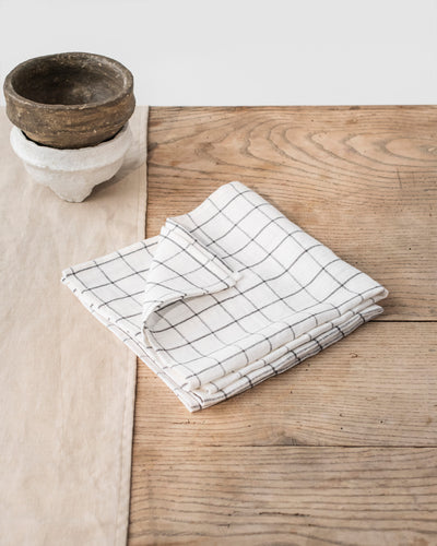Charcoal grid linen napkin set of 2 - MagicLinen
