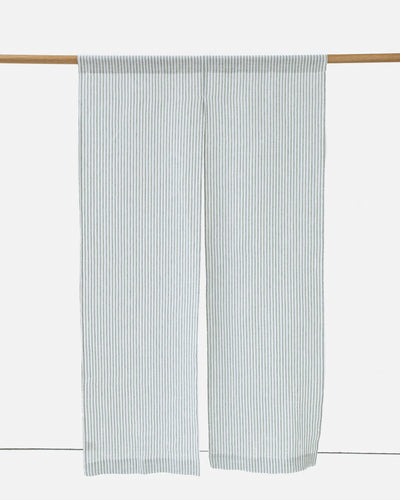 Linen Noren Curtains in Striped in Forest Green | Magiclinen