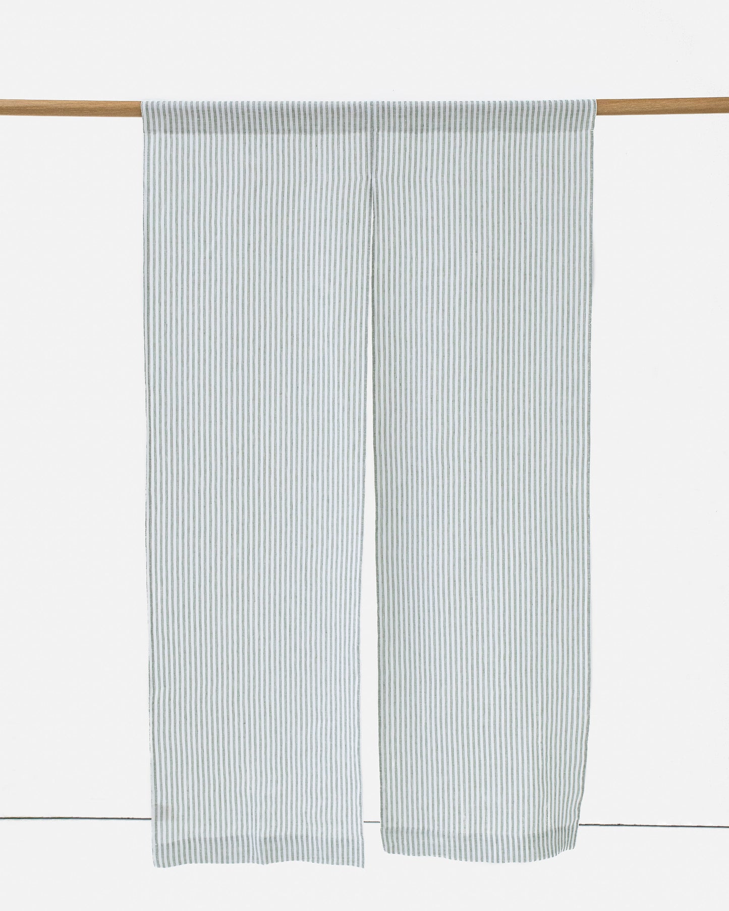 Linen Noren Curtains in Striped in Forest Green | Magiclinen