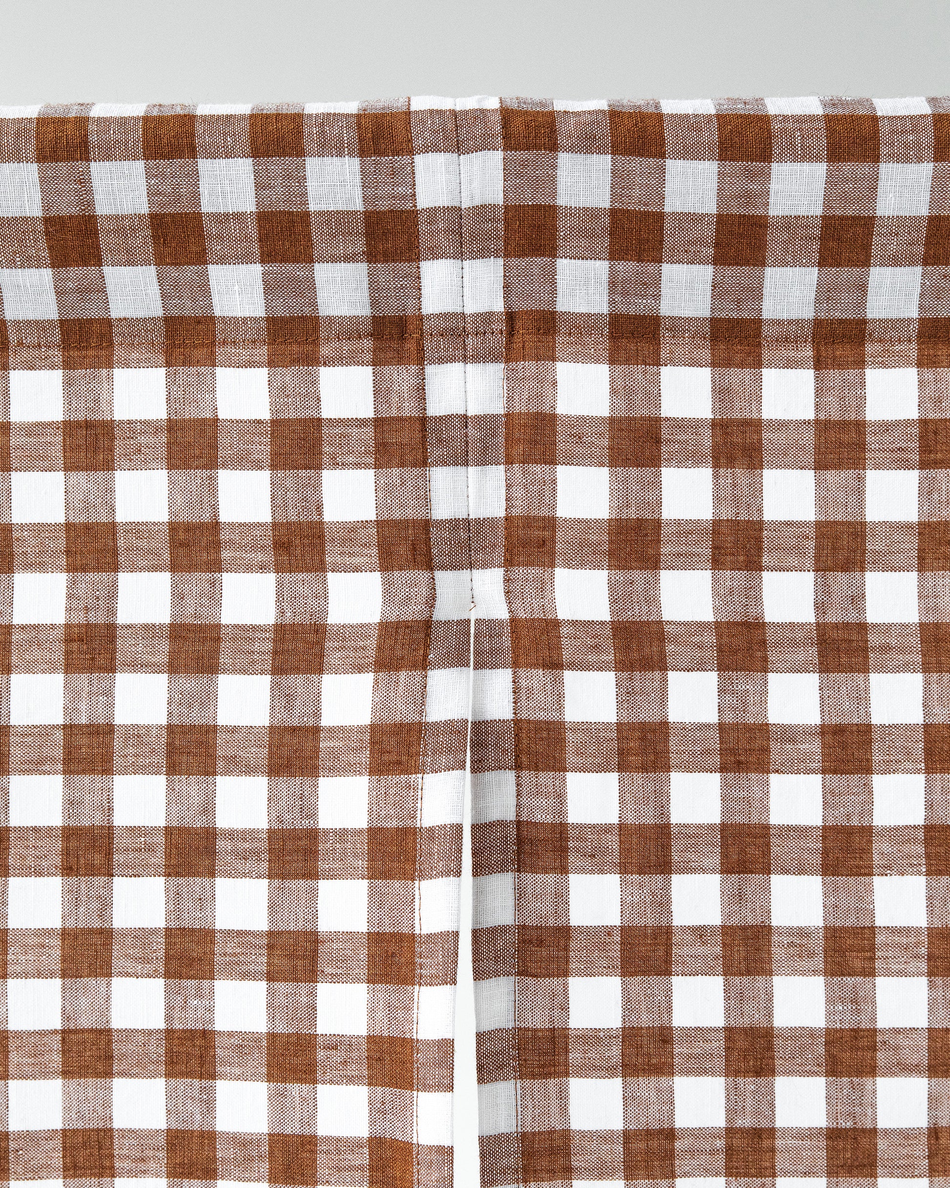 Linen noren curtains in Cinnamon gingham - MagicLinen