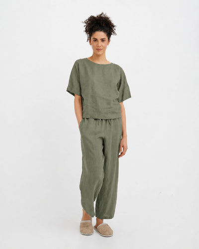 Leinen-Pyjama-Set AVEIRA in Schwarz