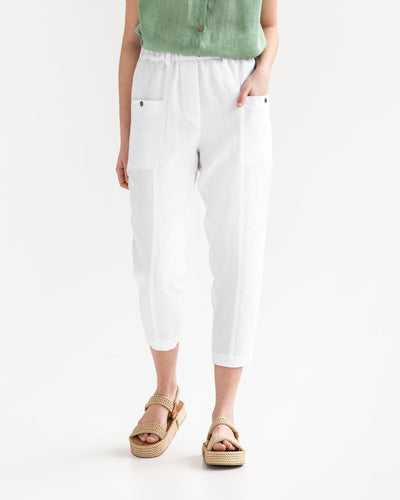 Linen pants KIHEI in white - MagicLinen