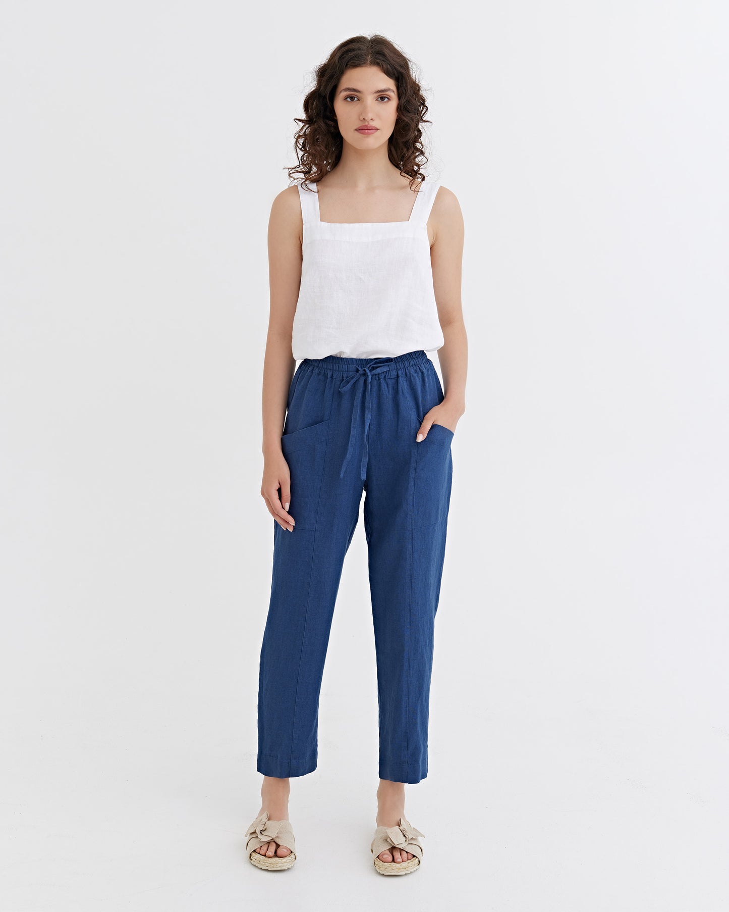Linen Pants SARDINIA in Deep navy blue | MagicLinen