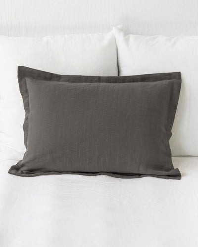 Linen Euro Sham | Linen Pillow Cover in Charcoal gray | MagicLinen