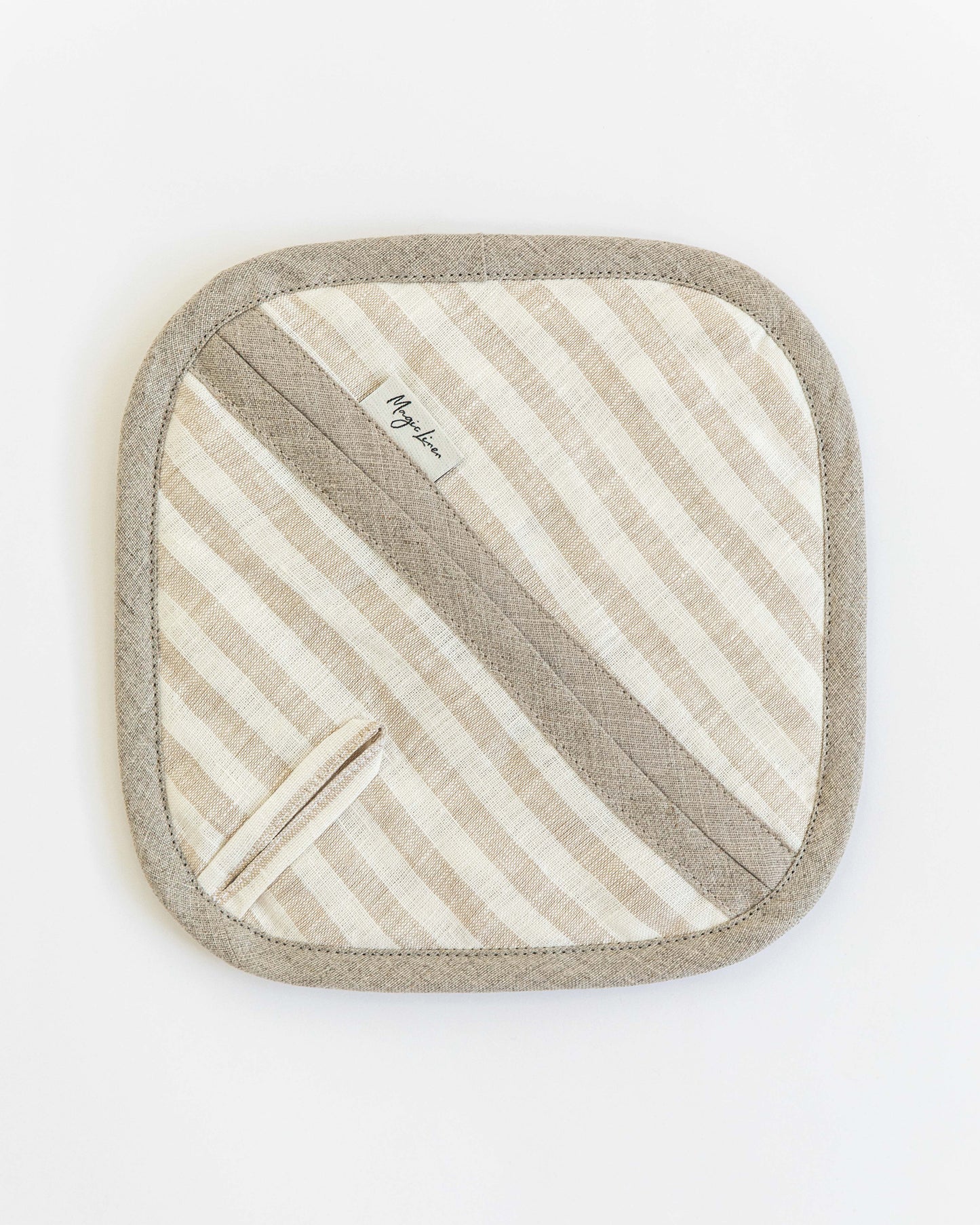 Linen pot-holder (1 pcs) in Striped in natural - MagicLinen